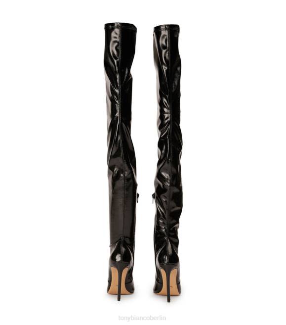 Stiletto-Stiefel| de Tony Bianco Frauen Avah lange Stiefel schwarzes Crinkle-Lack 4624563